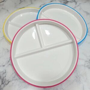 Set of 3 Elk and Friends 6.7 Kids Porcelain Plates Silicone Bright Modern Nurser